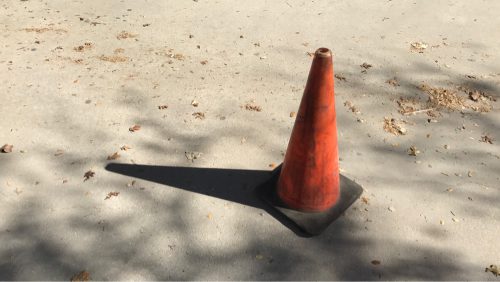 Orange Cone in Winter Light