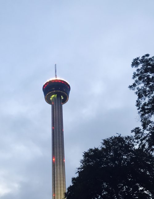 Tower Lights Foggy Morning